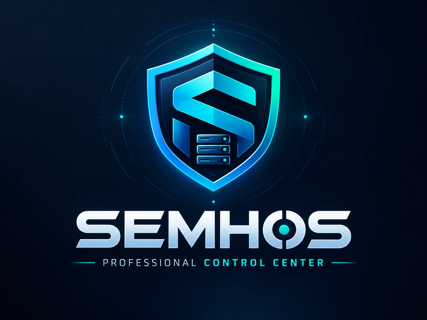 SEMHOS Professional Control Center — Kalkan ve sunucu sembollü kurumsal logo